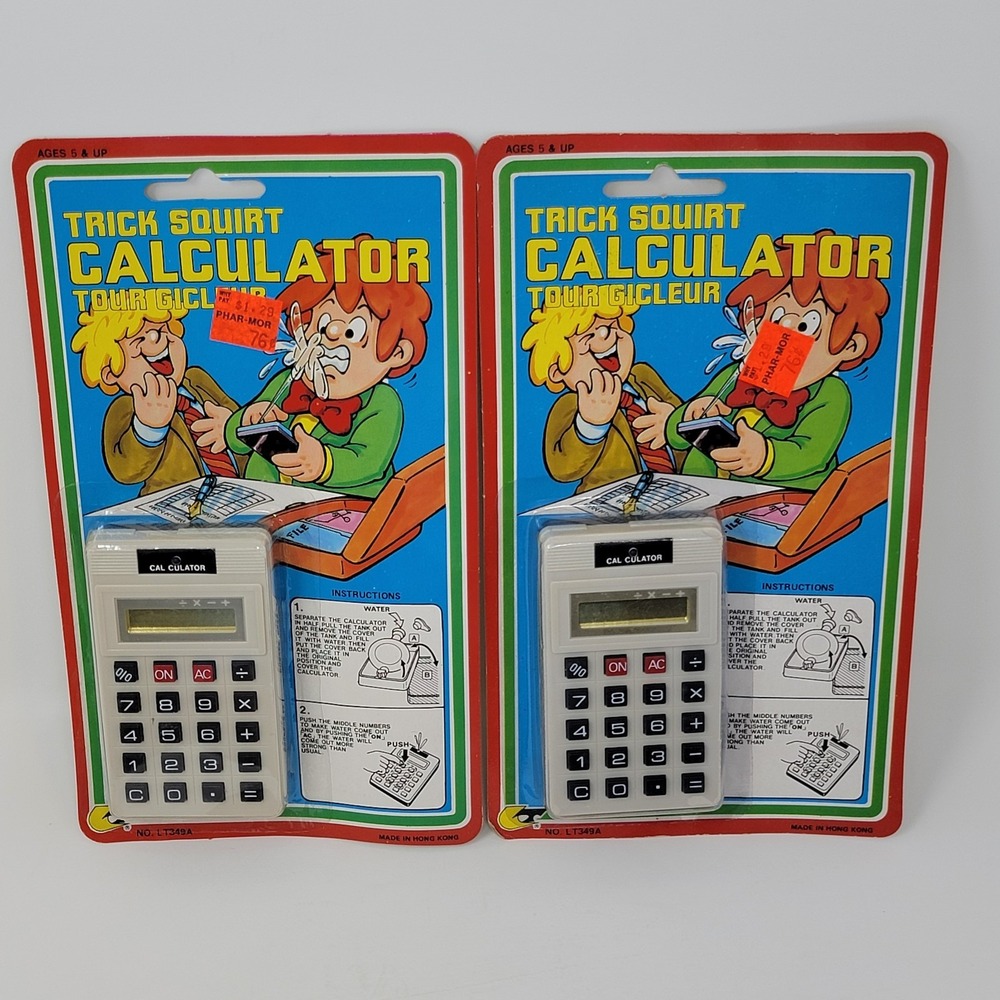 New! Vintage Calculator Trick Squirt Toy - Lot of Two